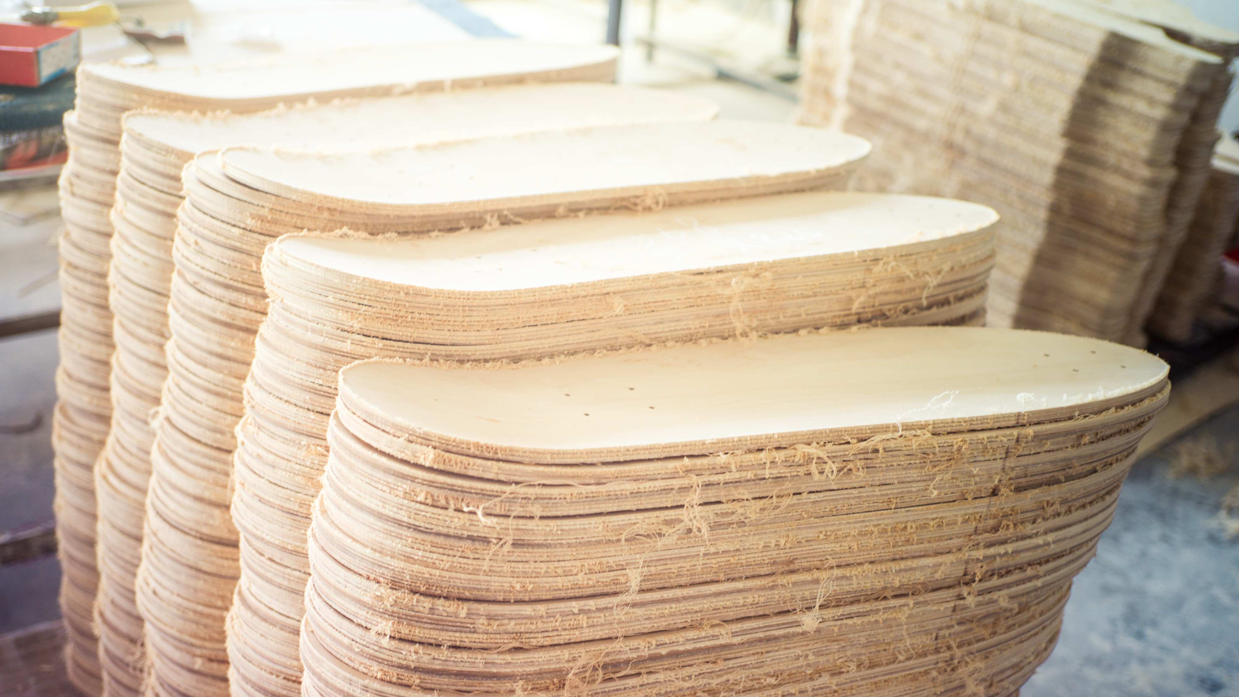 skateboard deck manufacturer factory shaped decks ready for sanding