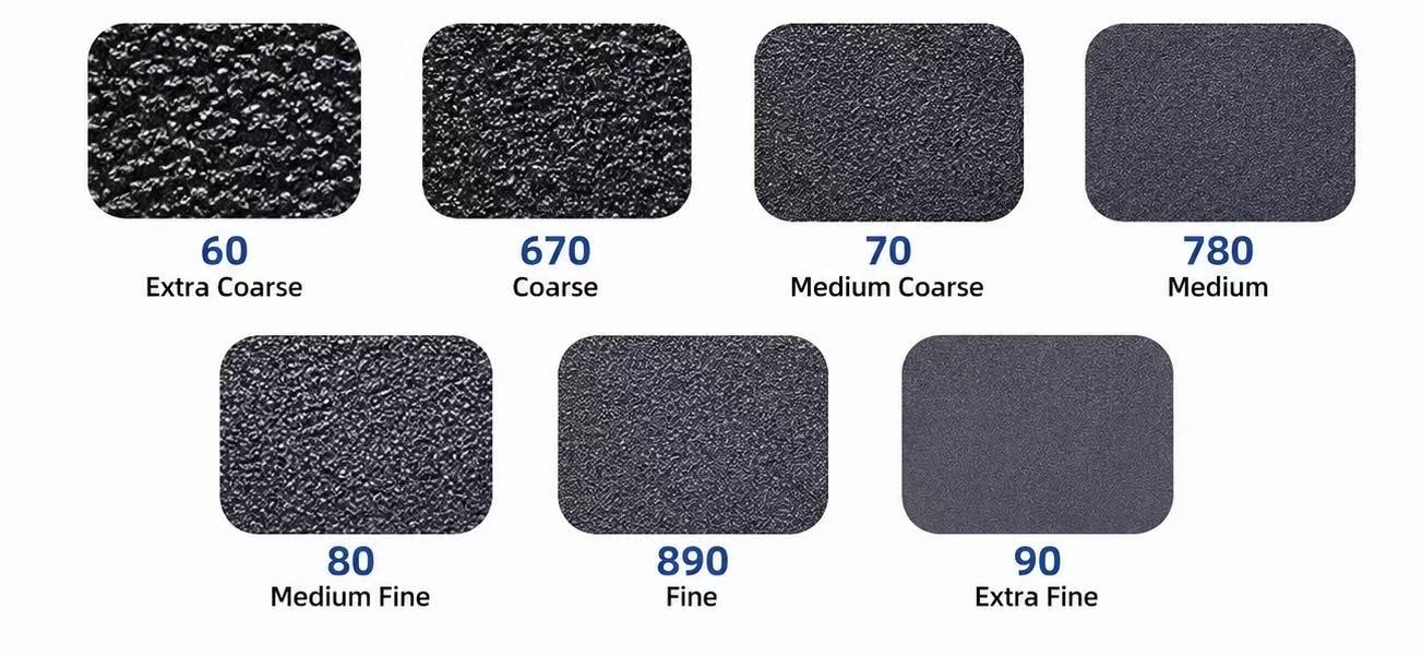 2HEX skateboard griptape roughness chart from 60 to 90
