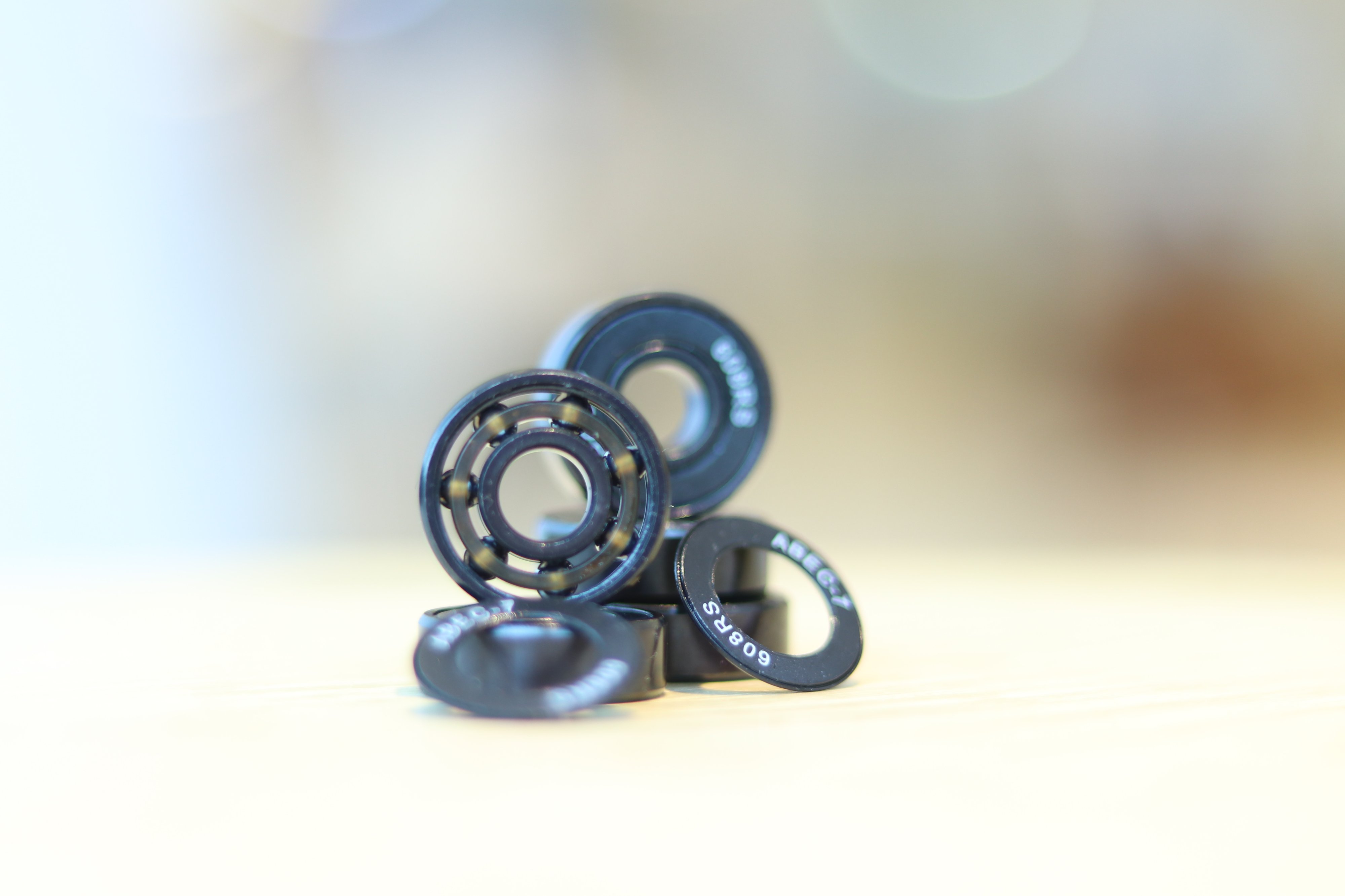 2hex bearings with open shields showing golden balls