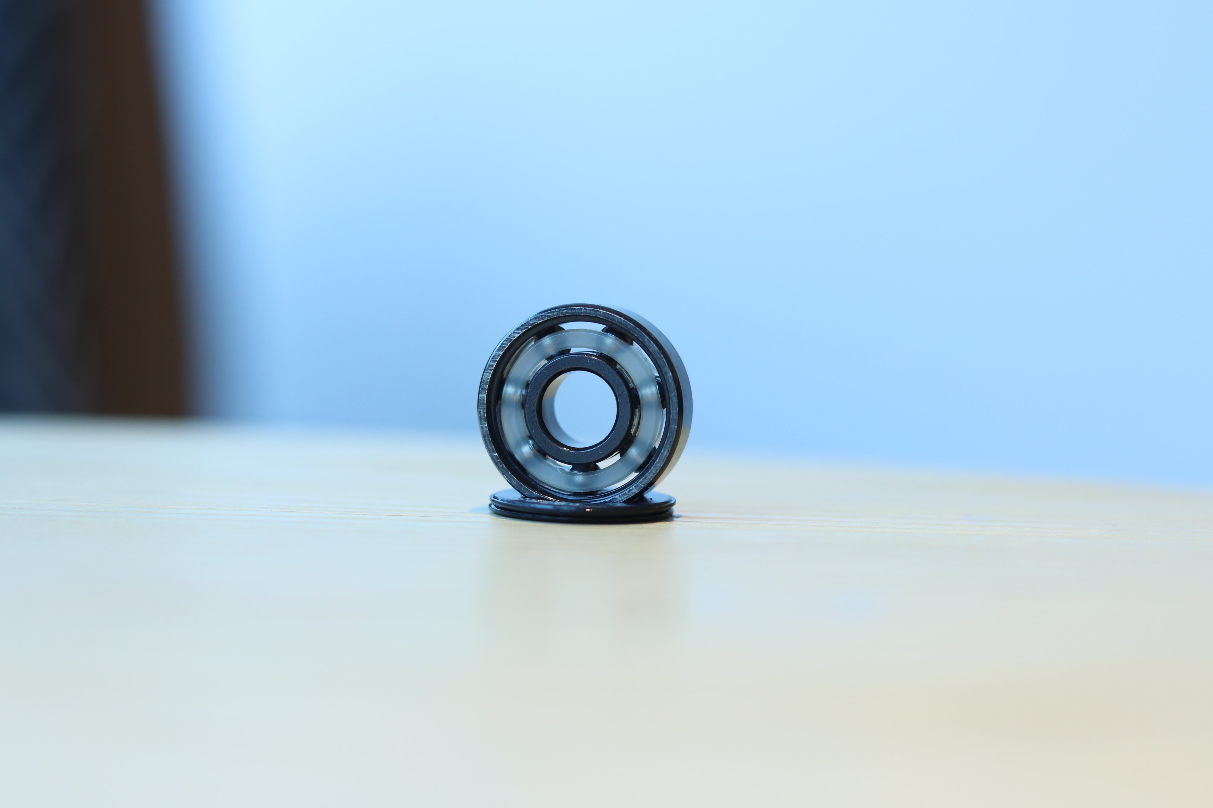 2hex skateboard bearings with open shield silver balls and white retainer back