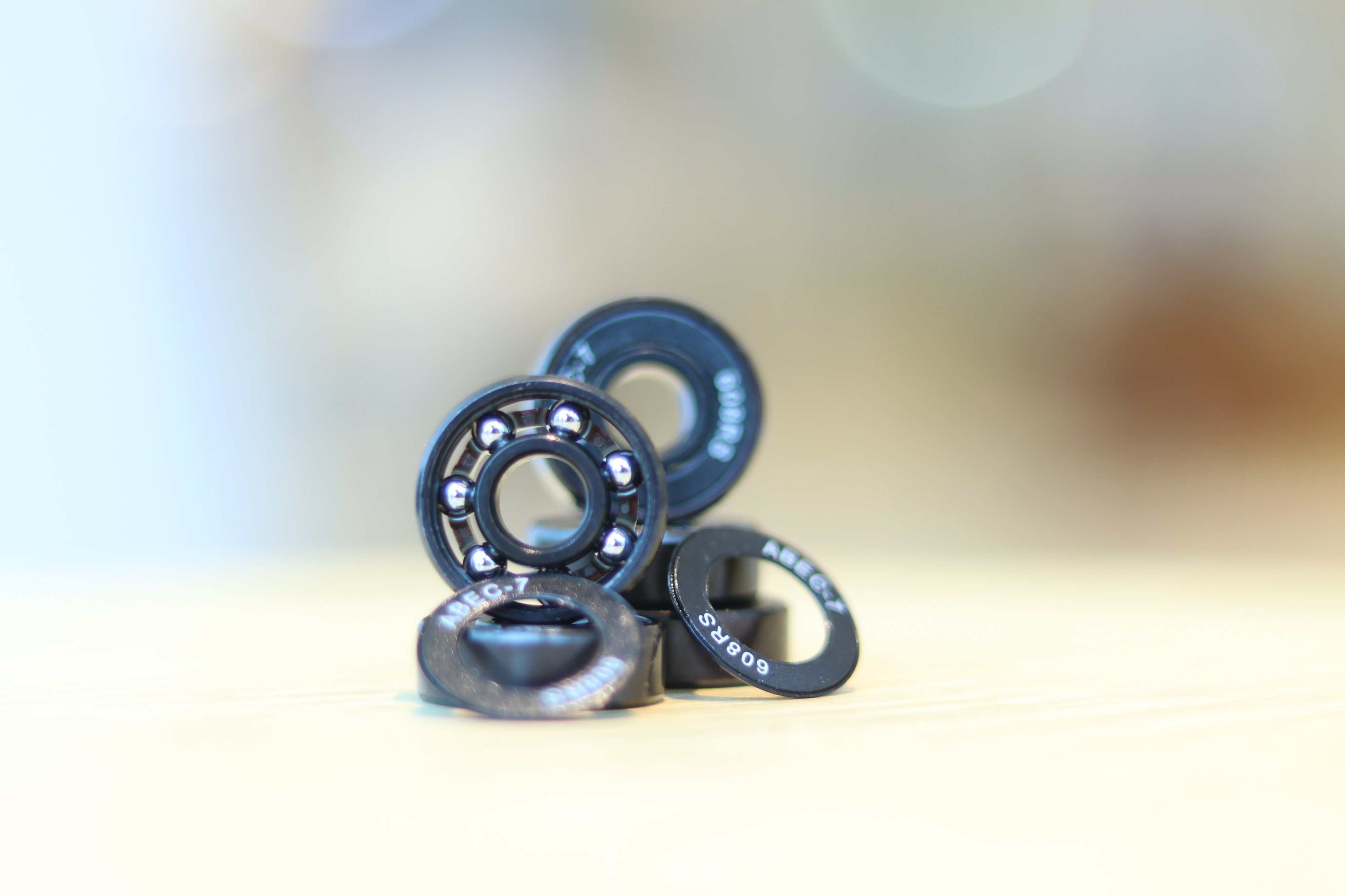 2hex bearings with open shields showing silver balls
