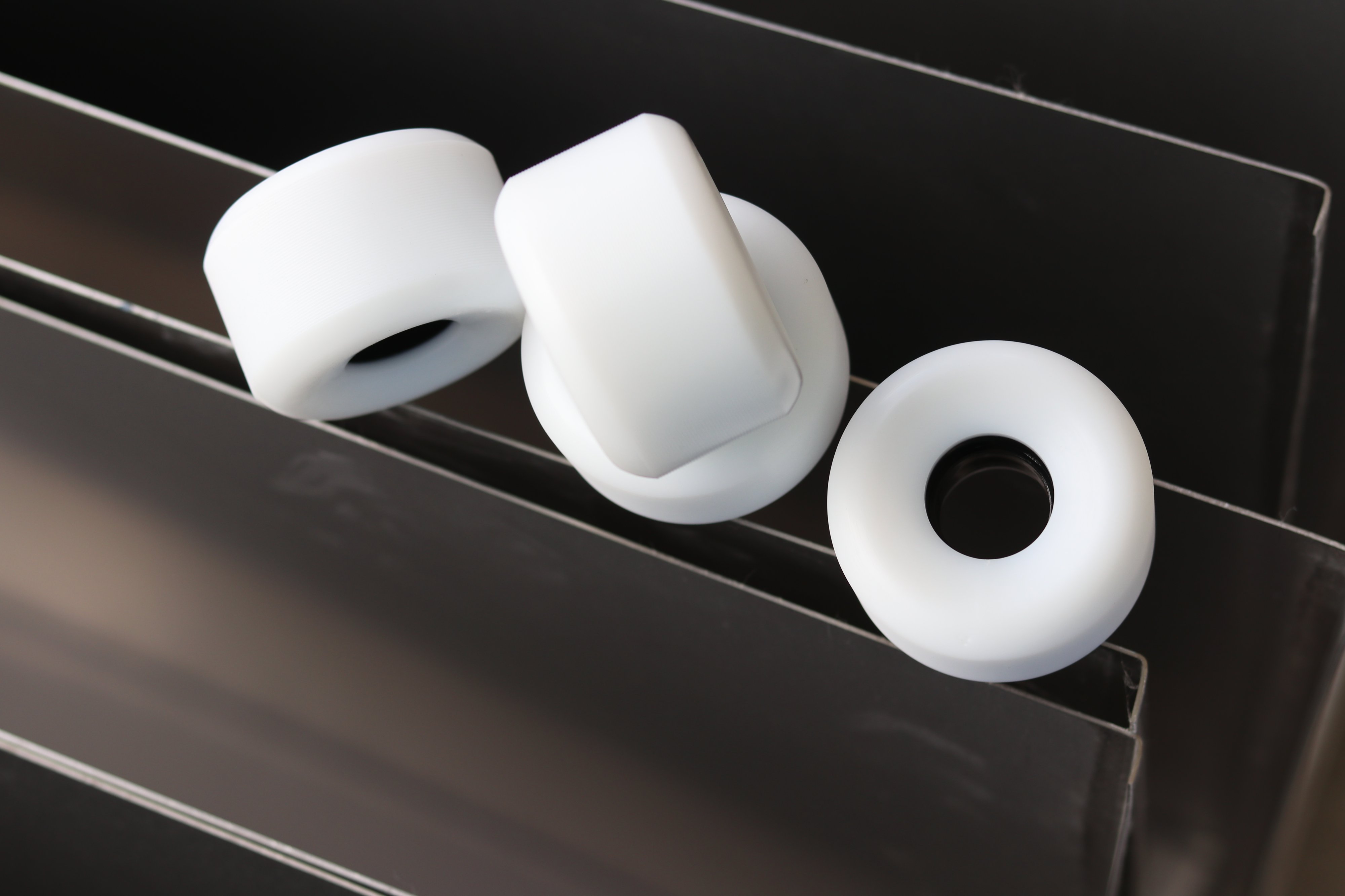 white wheels with black core sample photo and coning shape