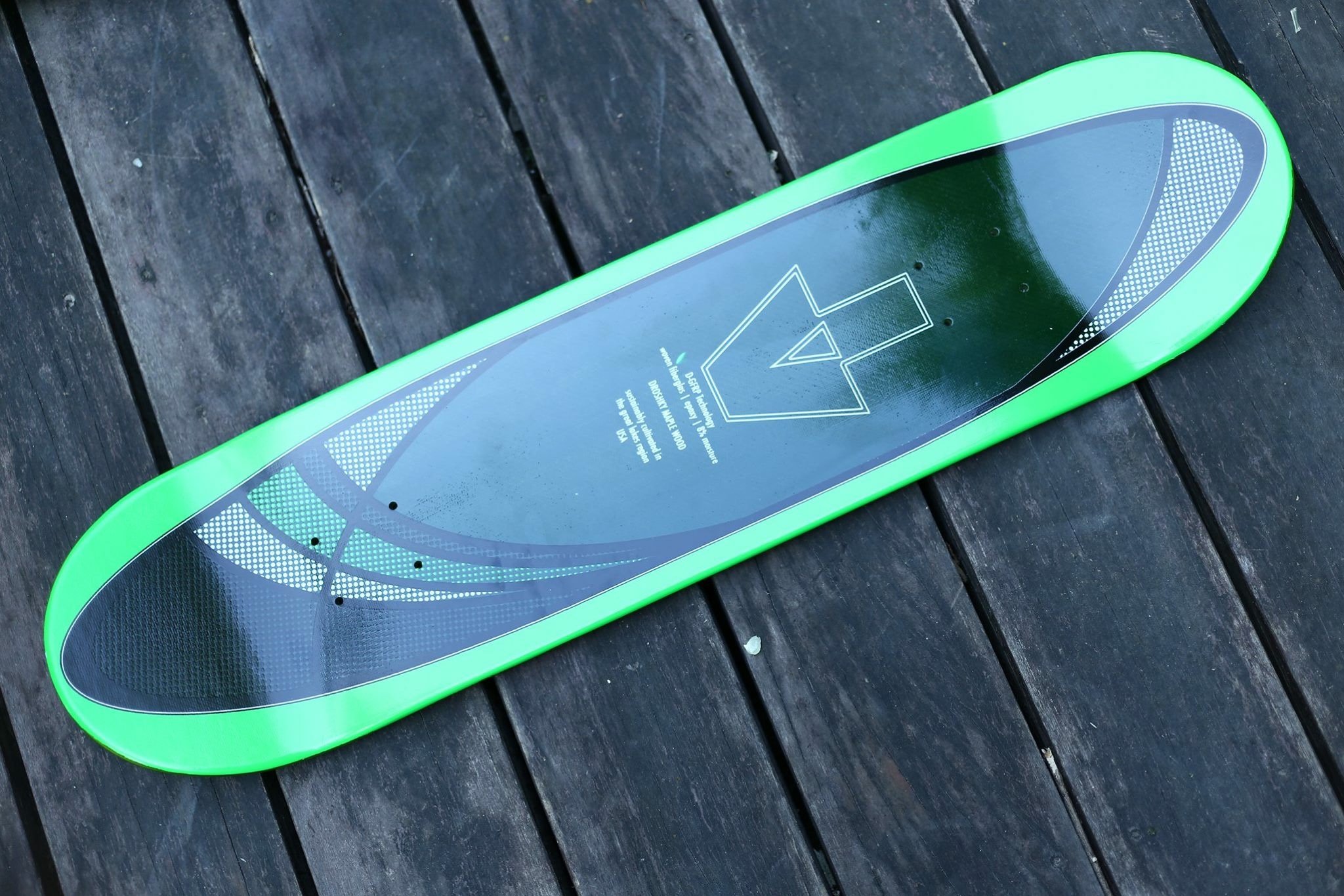 top layer of a 2hex fiberglass skateboard with transparent fulldip