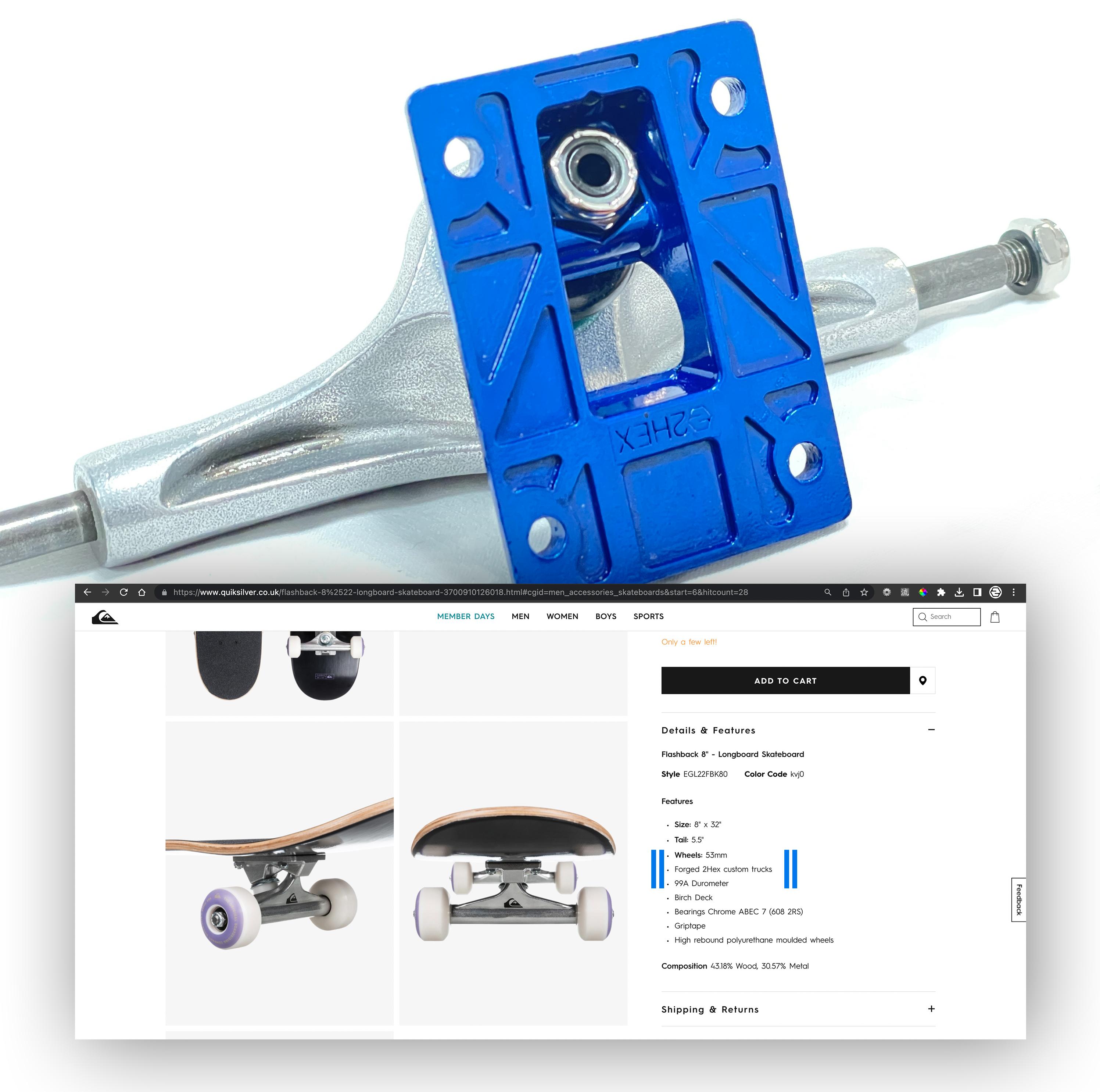 example photo of 2hex trucks manufacturing skateboard parts design