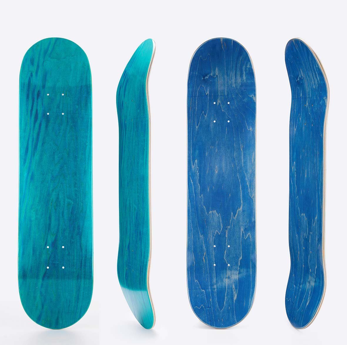 skateboard decks with blue face veneers