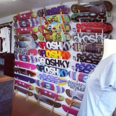 wall of droshky skateboards