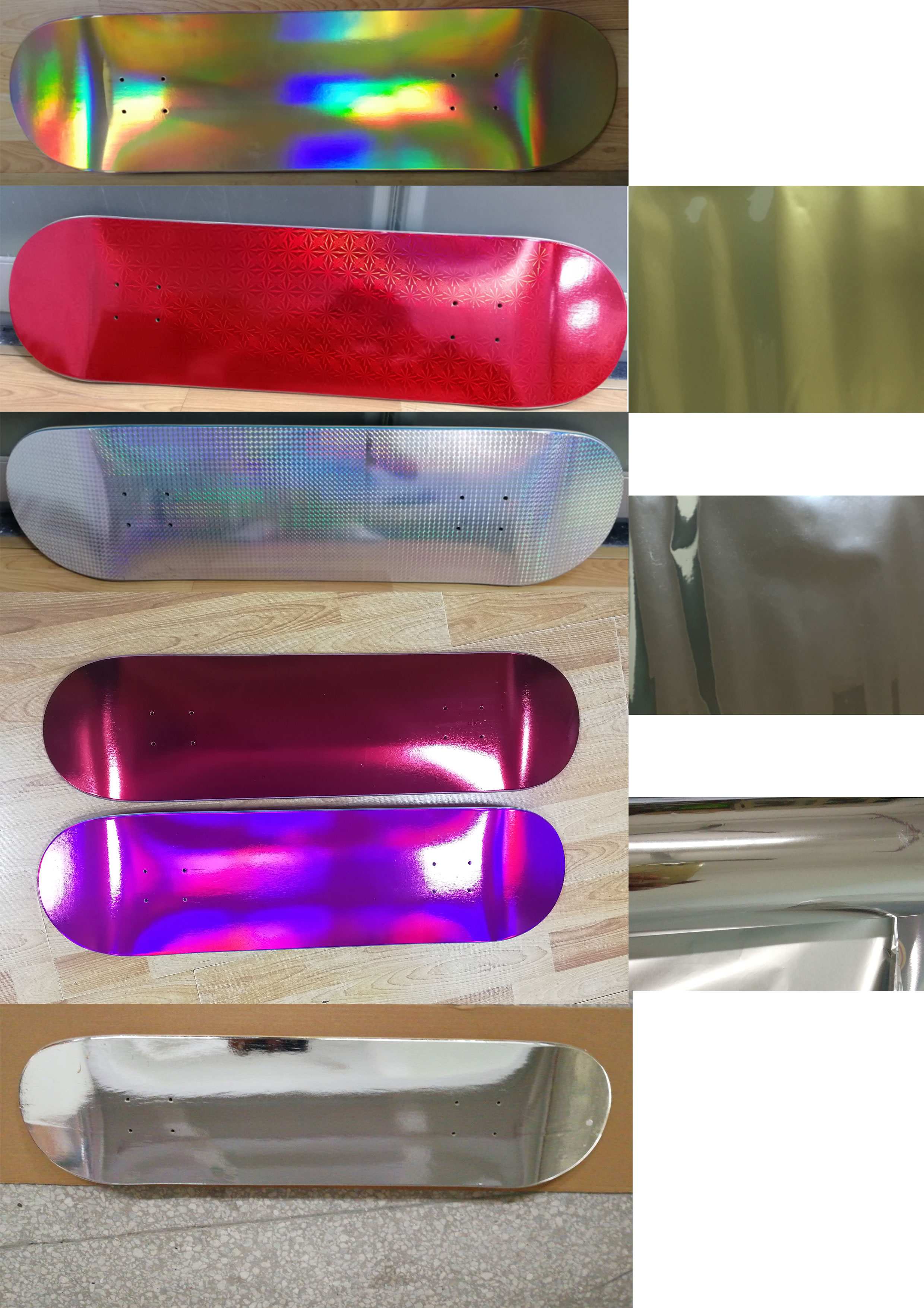 multiple skateboard foil samples