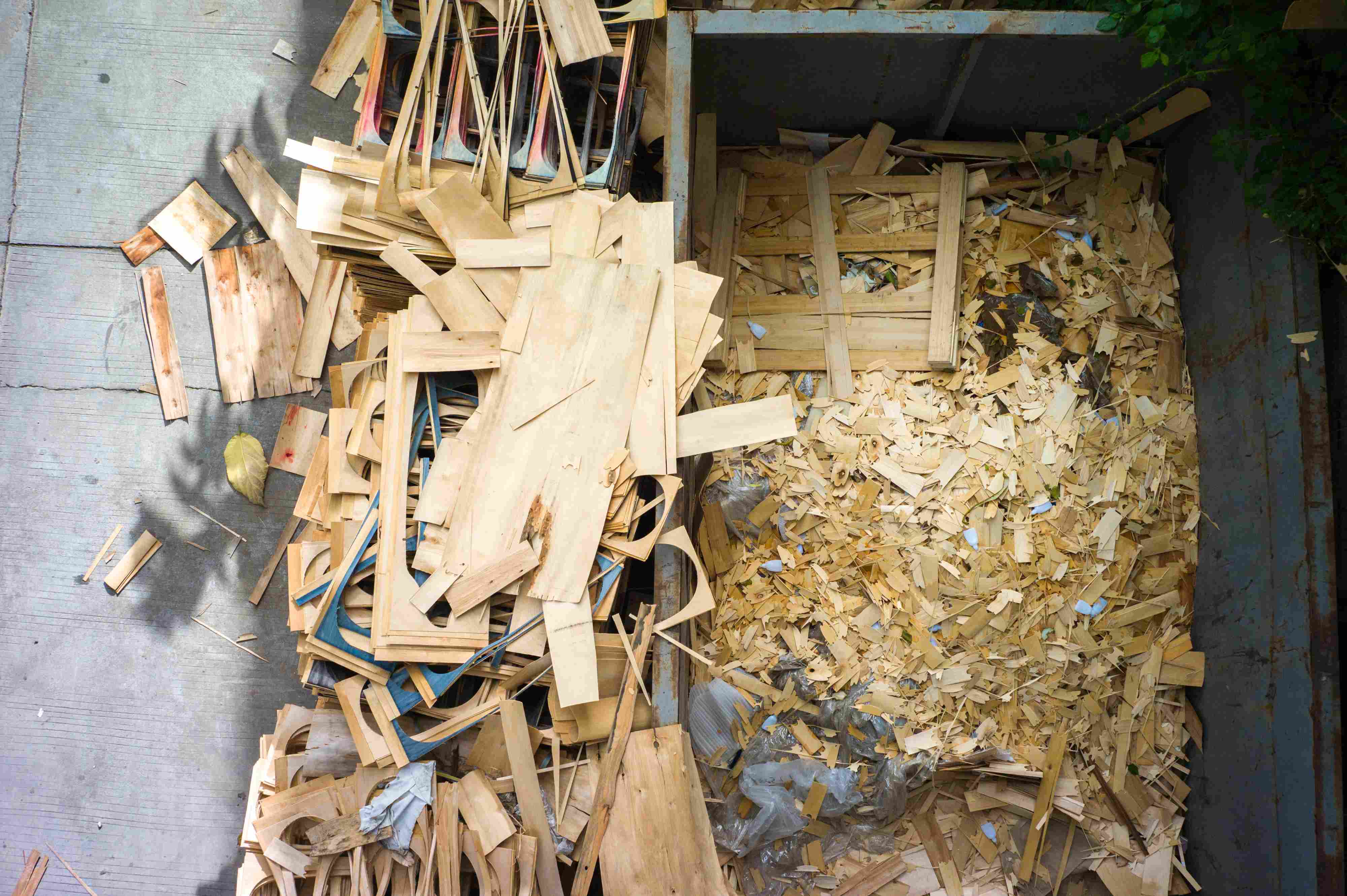 scrap wood after big skateboard produciton