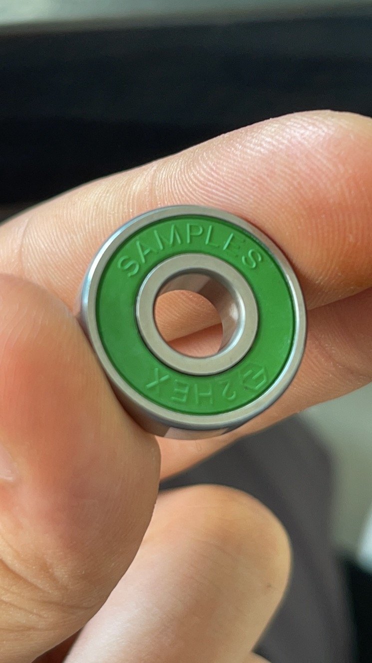 green skateboard bearing sample from 2hex