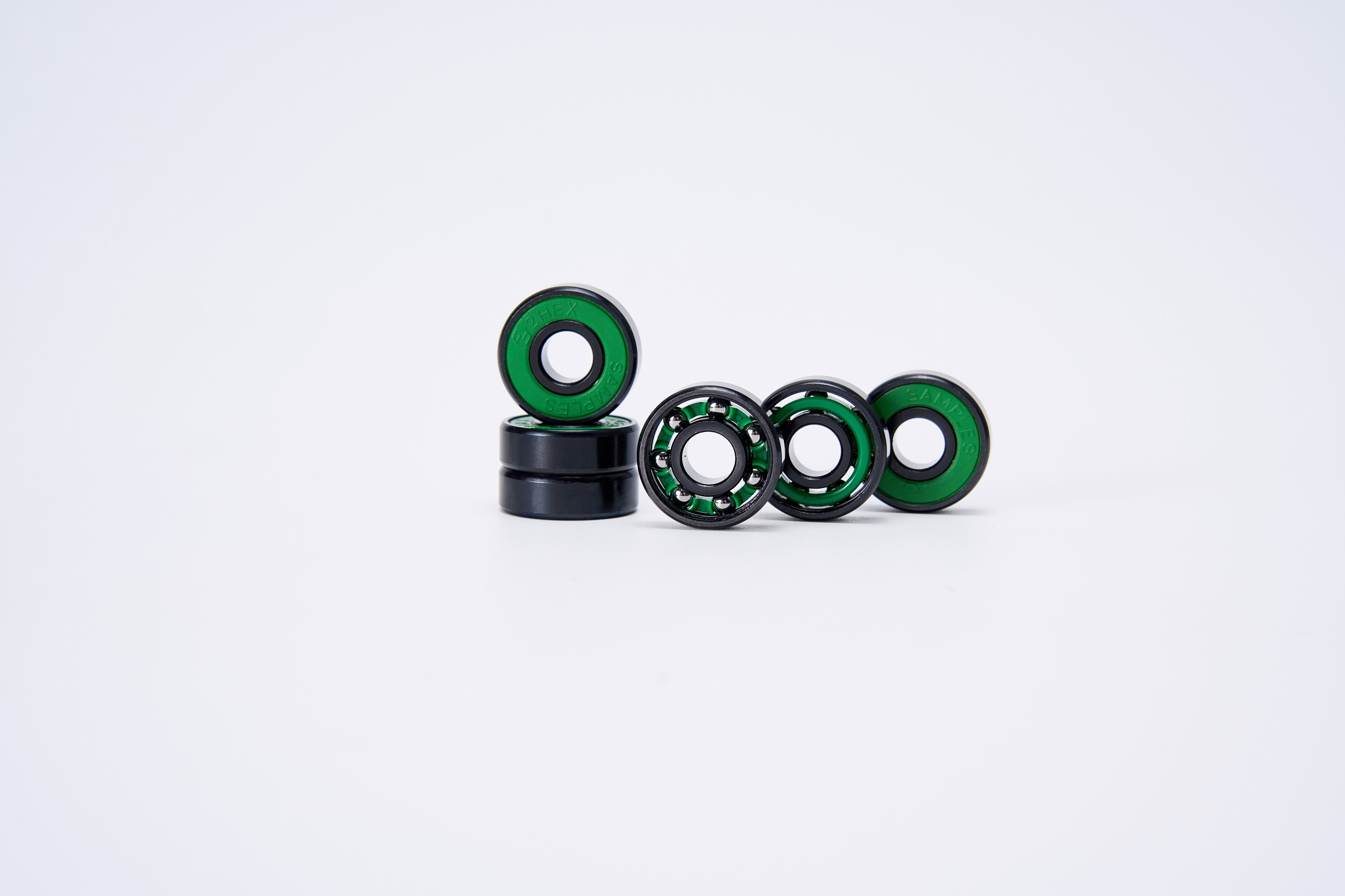 green chrome 2hex skateboard bearing samples