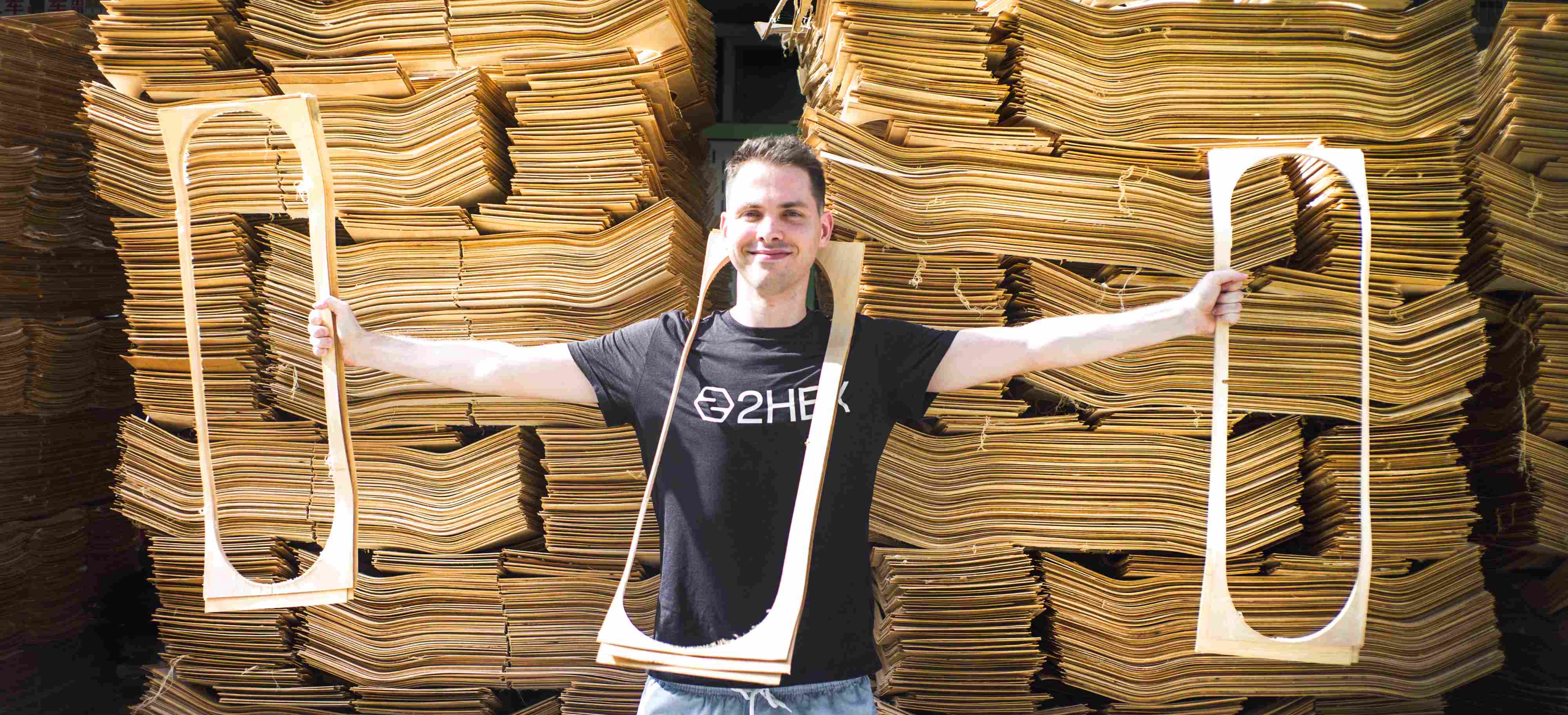 scrap pieces of wood after a big skateboard production run